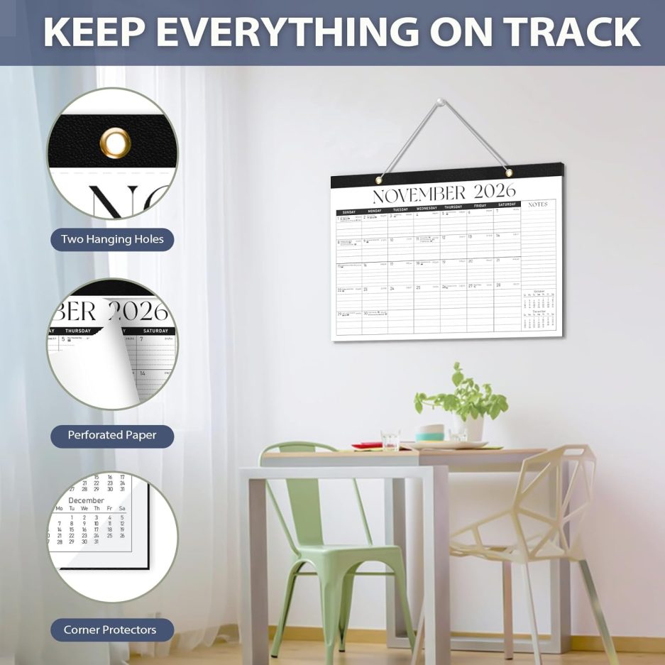 Desk Calendar 2025-2026, 18 Months (July 2025 to December 2026) - Large Size 17" x 12" Desktop/Wall Monthly Calendar with To Do List, Personal Desk Calendar Planner for Home, School, Office - Black - Image 3