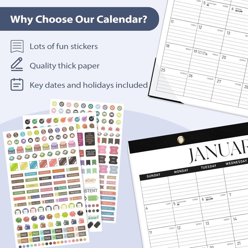 Desk Calendar 2025-2026, 18 Months (July 2025 to December 2026) - Large Size 17" x 12" Desktop/Wall Monthly Calendar with To Do List, Personal Desk Calendar Planner for Home, School, Office - Black - Image 6