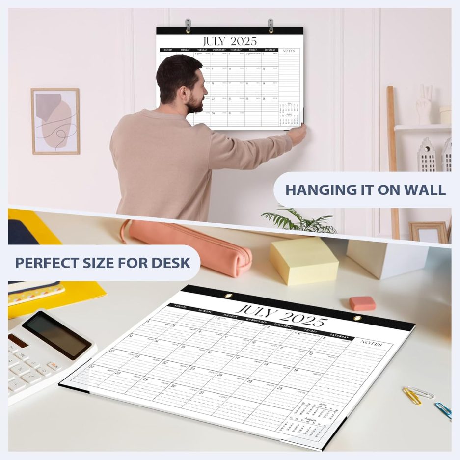 Desk Calendar 2025-2026, 18 Months (July 2025 to December 2026) - Large Size 17" x 12" Desktop/Wall Monthly Calendar with To Do List, Personal Desk Calendar Planner for Home, School, Office - Black - Image 7