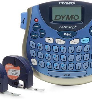 DYMO LetraTag Bundle 100T printer, with 13 ft black on white labels and 13 ft black on clear labels
