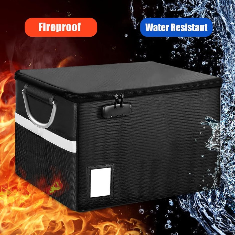 Fireproof Document File Organizer Box, Fireproof Safe Box with Lock, Portable Office Storage Cabinet for Hanging Letter/Legal Folder 16.1 x 12.9 x 11in - Image 2