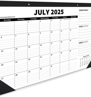 Sproutbrite 18 Month Desk Calendar 17" x 11.5" Medium Size Desktop Monthly Planner with To-Do List and Notes, Home, Office School Desk Calendar (July 1 PACK)