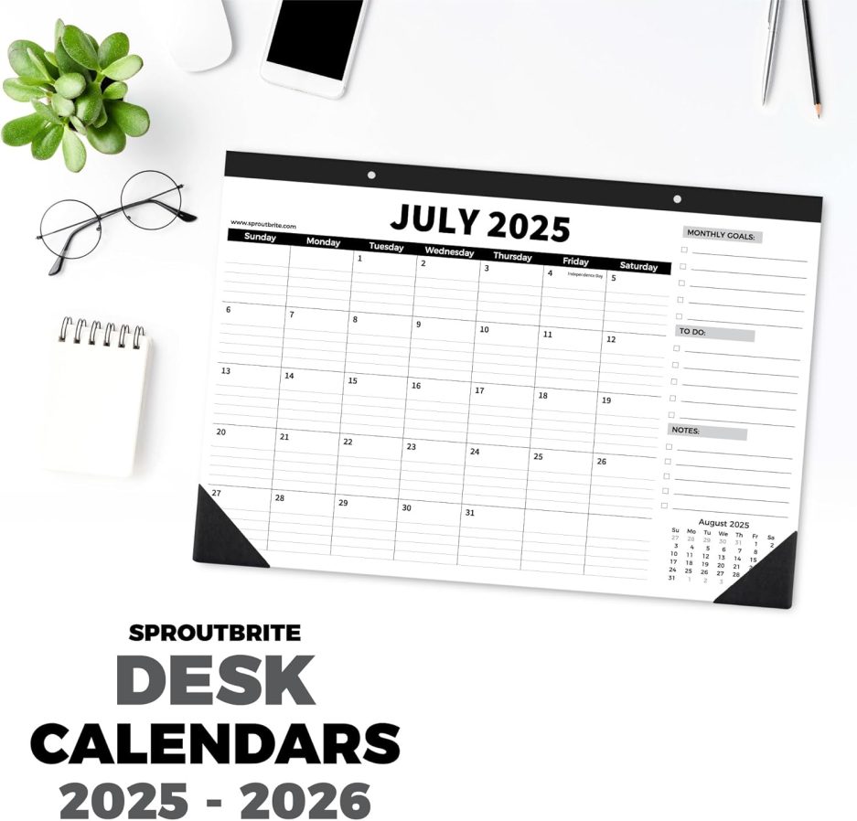 Sproutbrite 18 Month Desk Calendar 17" x 11.5" Medium Size Desktop Monthly Planner with To-Do List and Notes, Home, Office School Desk Calendar (July 1 PACK) - Image 2